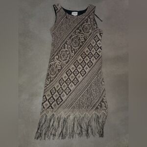 Fashion Bug Black and Cream Midi Dress